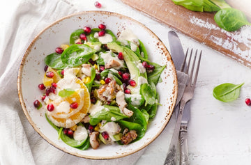 Chicken and Spinach Salad with Oranges and Pomegranate Seeds