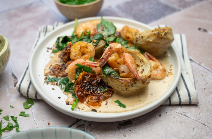 Tuscan Shrimp with Spinach
